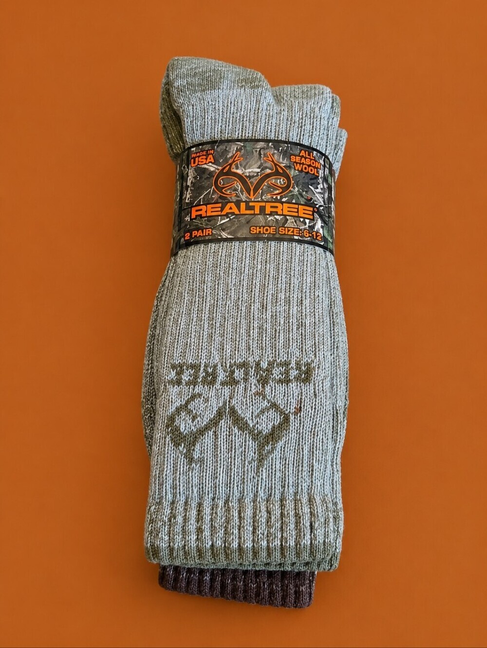 3/$30 REALTREE All Season Wool Blend 2 Pair Ultra Dri Socks Size 9-13